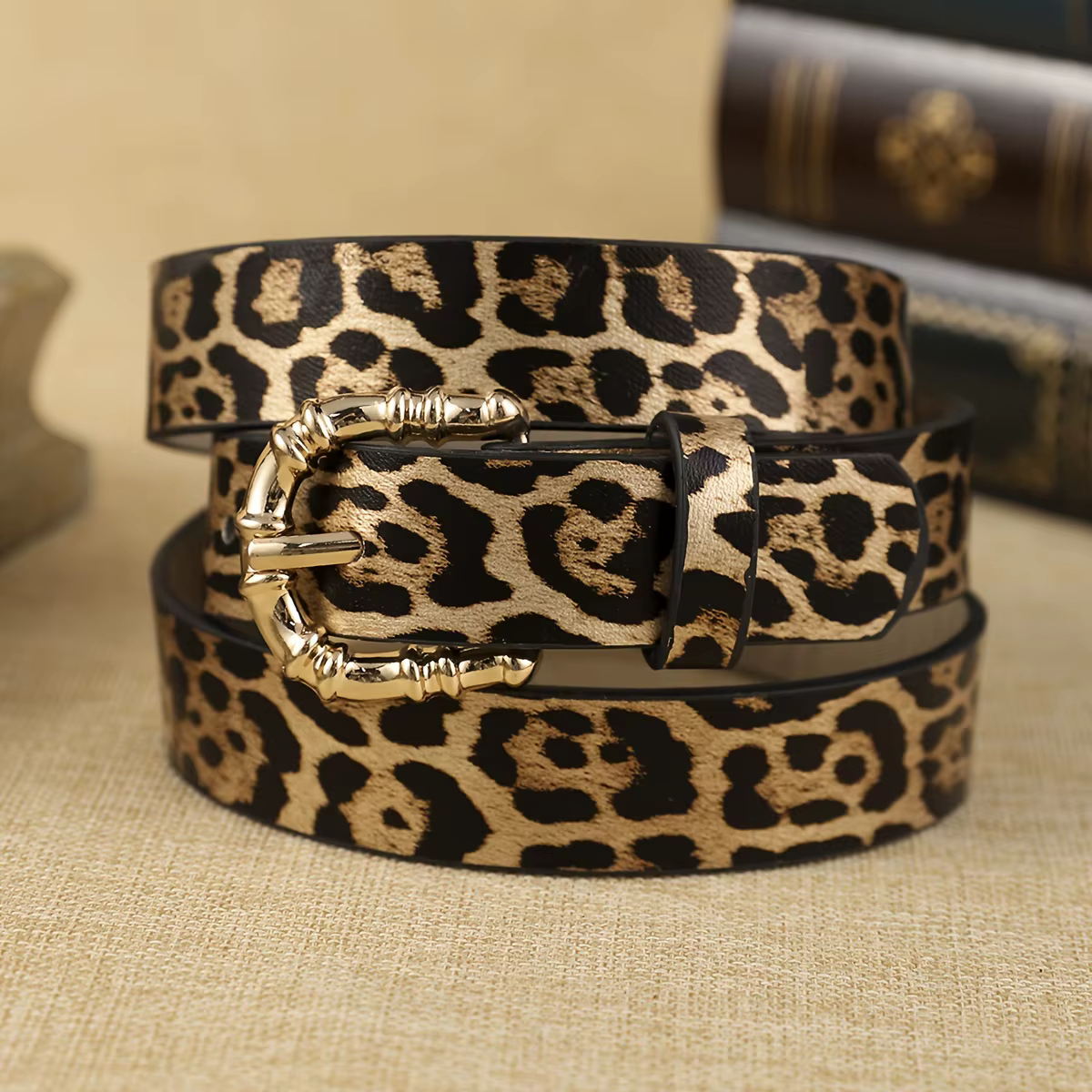 1 ceinture en PU à imprimé léopard pour femme