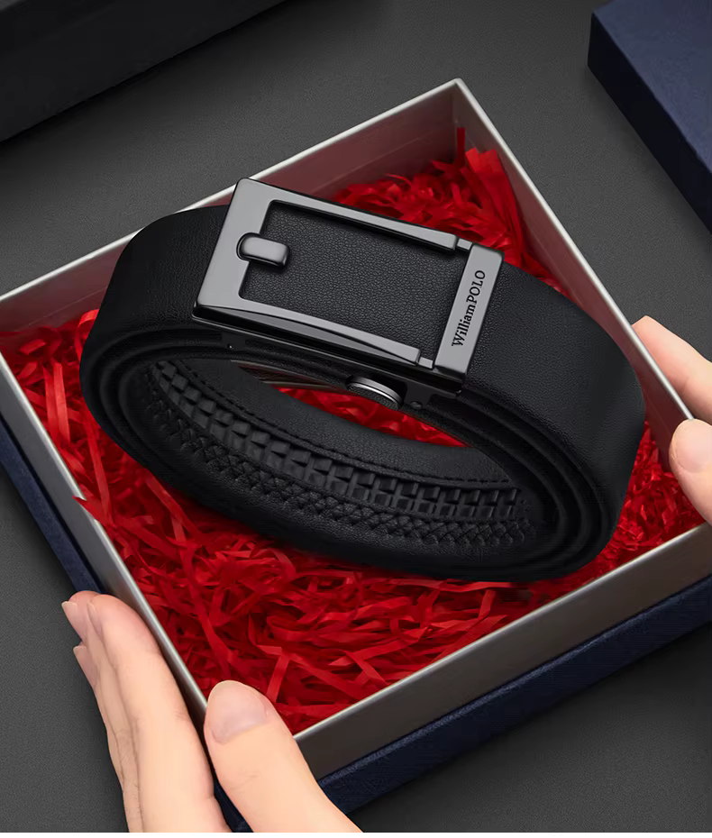 Ceinture en cuir à boucle automatique pour hommes