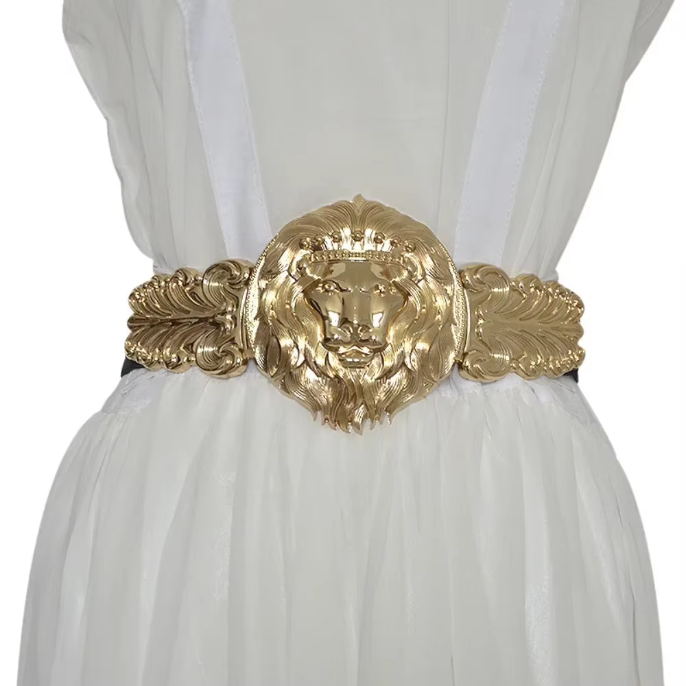 Ceinture large en métal doré pour femme