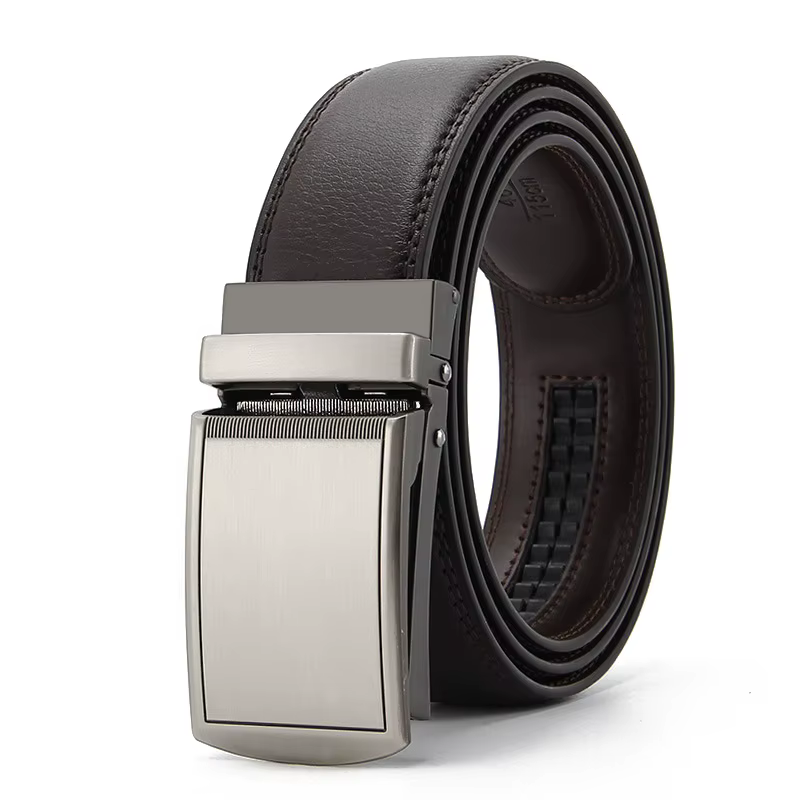 Ceinture en cuir de luxe de couleur unie pour homme