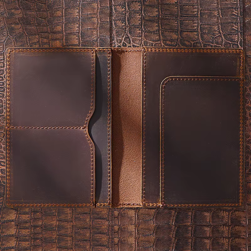Porte-passeport en cuir véritable pour hommes