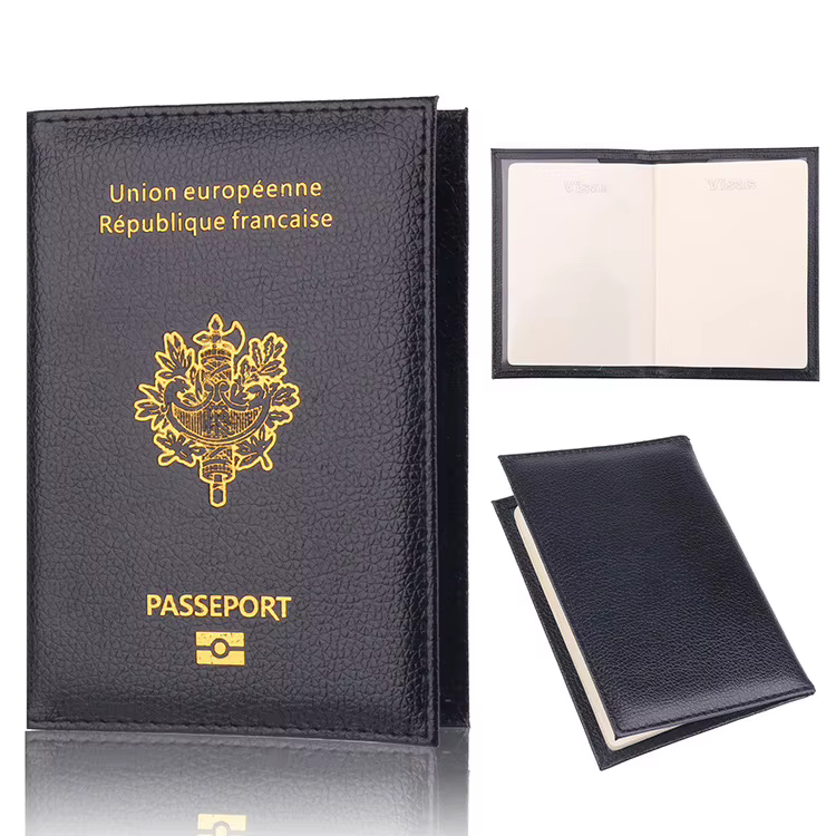Couverture de passeport français en cuir PU