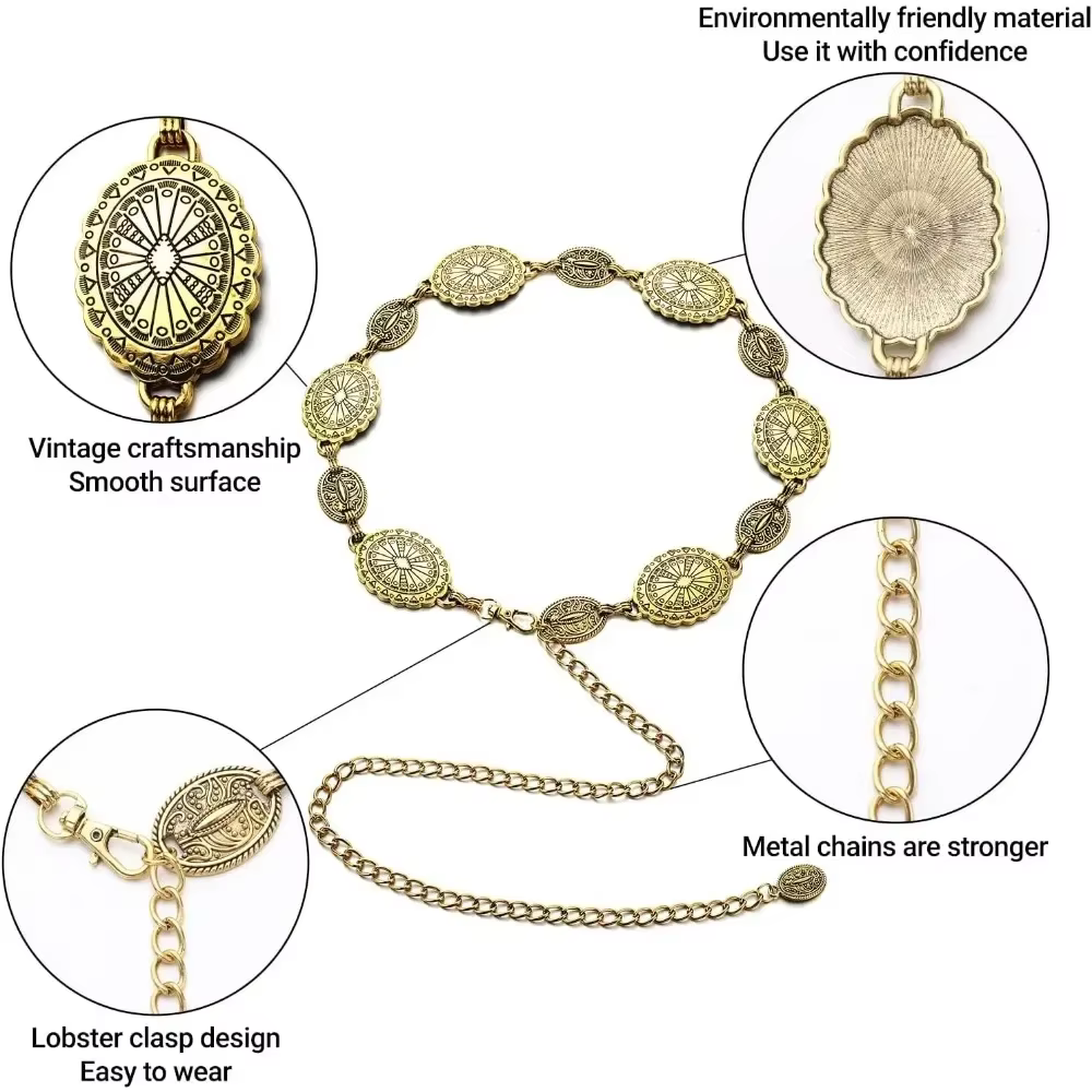 Ceinture à chaîne en métal pour femmes