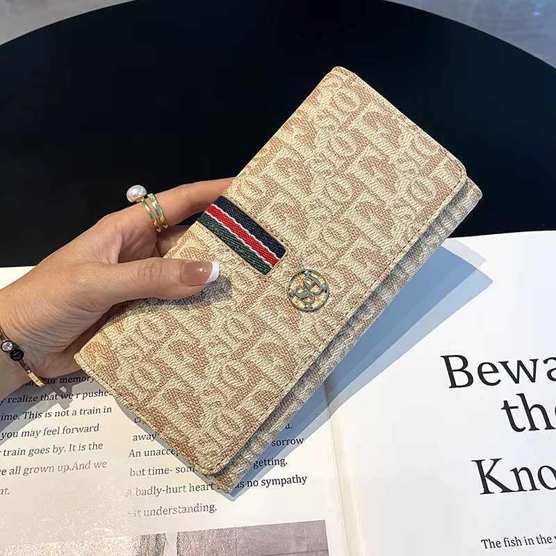 Portefeuille long en cuir véritable pour femmes