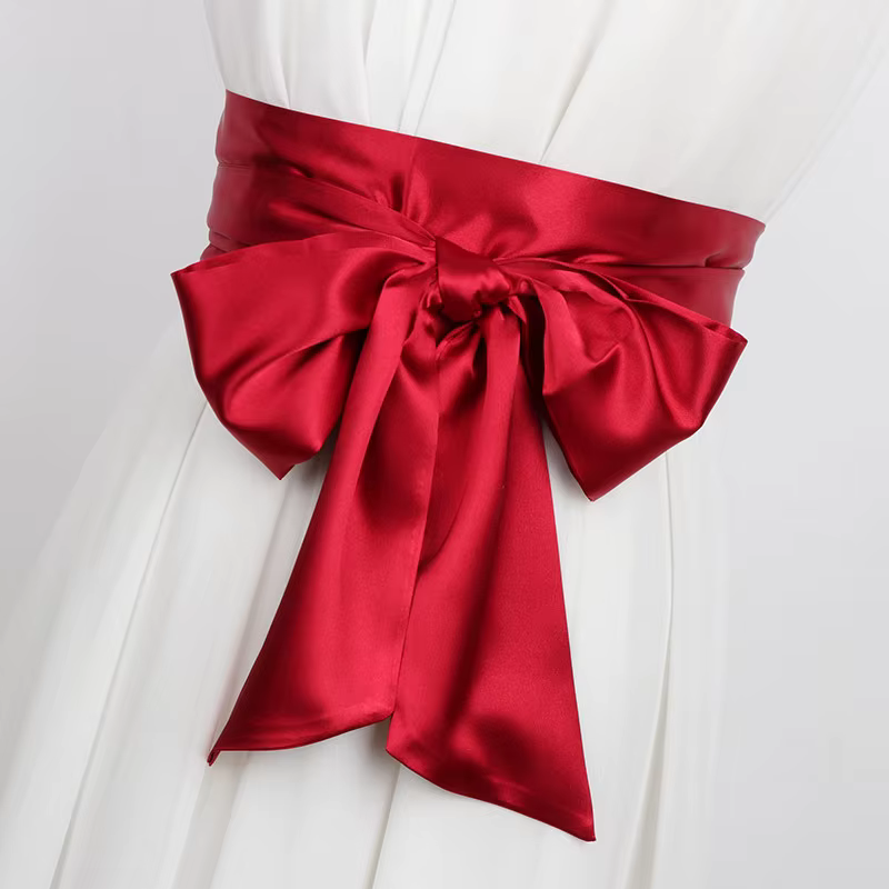 Ceinture large en ruban de Satin pour femmes