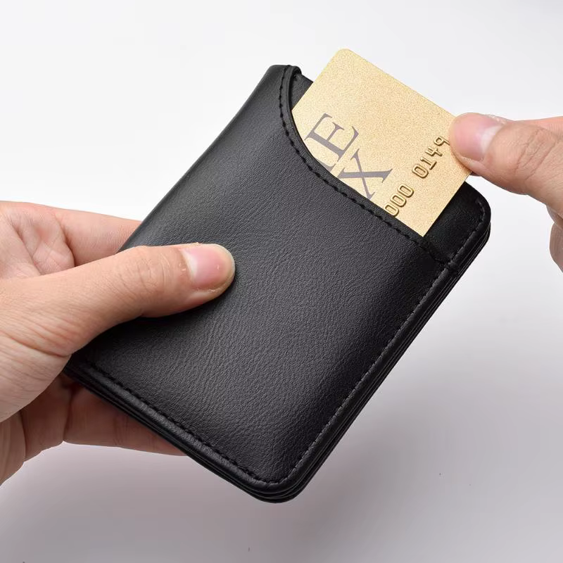 Portefeuille portable super fin en cuir PU, mini porte-cartes, porte-monnaie, porte-cartes pour hommes, portefeuille fin, petit, court
