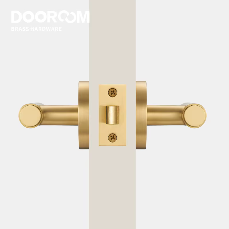 DOOROOM – ensemble de serrures de porte à rayures de Passage de confidentialité en laiton, norme américaine pour 2-1/8 pouces, panneau rond en option, or, noir, Bronze Antique