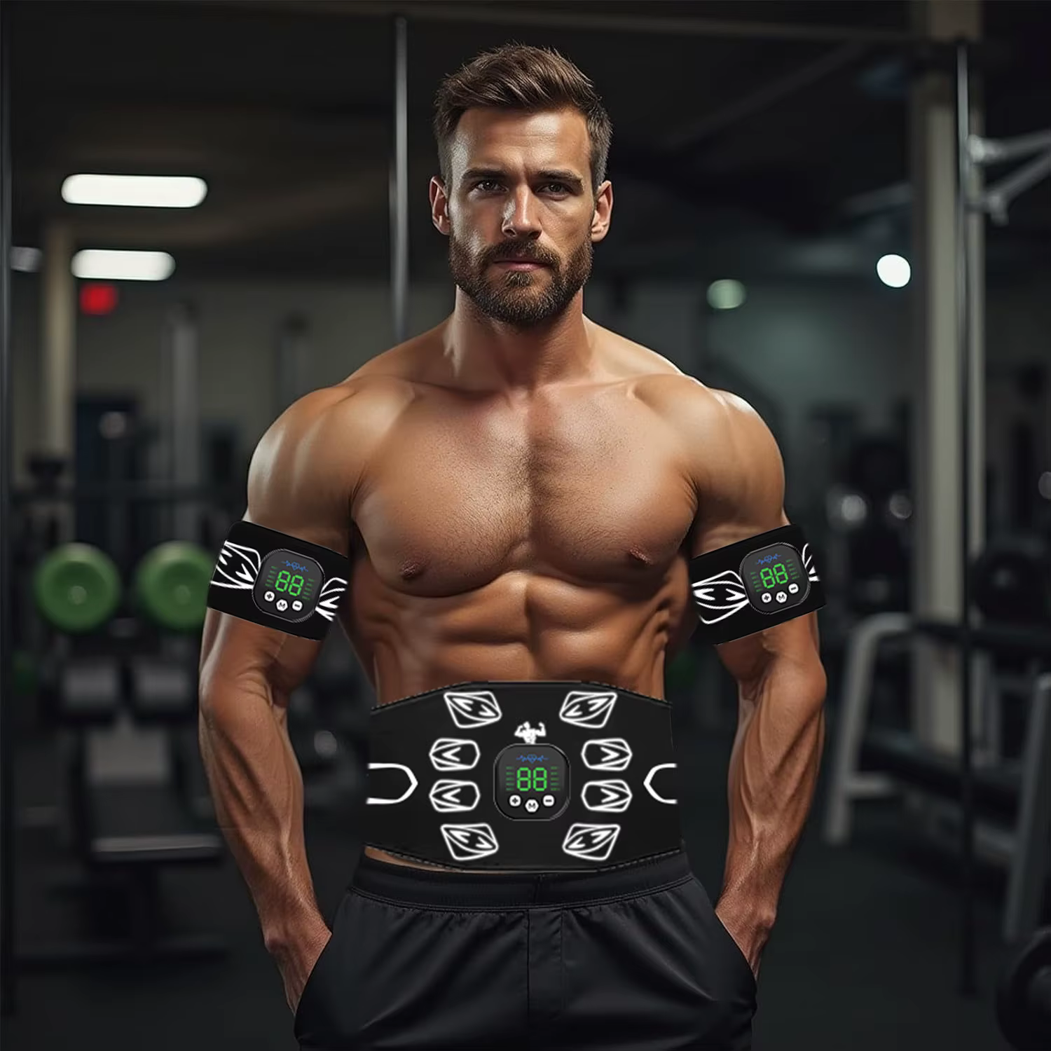 Stimulateur musculaire EMS - Ceinture de tonification abdominale, entraîneur abdominal, équipement de fitness à domicile pour renforcer les muscles centraux