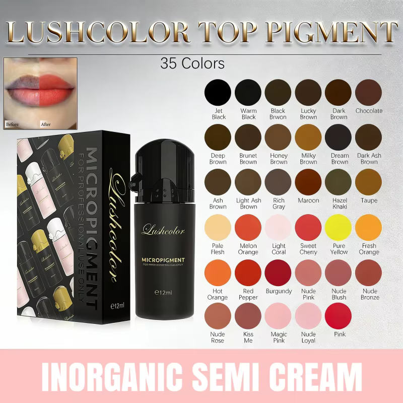 Lushcolor 12ml Pigment Semi-Crémeux Inorganique pour Tatouage, Maquillage Permanent, Encres Manuelles de Microblading pour Lèvres, Sourcils, Eyeliner – Beauté
