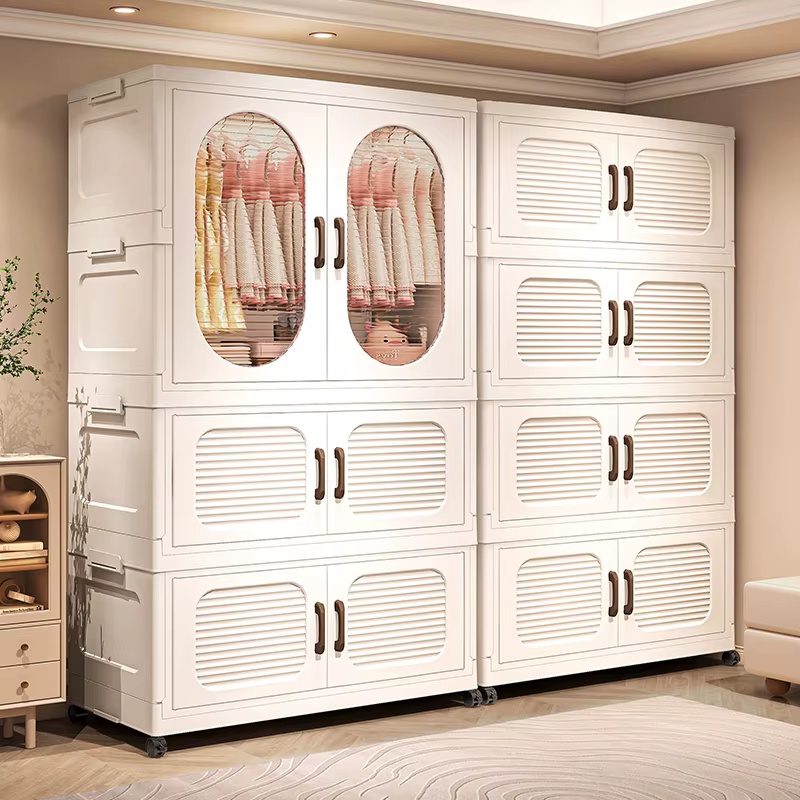 Armoire pliable à double porte de 60 cm avec roulettes – Rangement à fermeture magnétique de grande capacité pour vêtements/couettes, chambre à coucher/salon