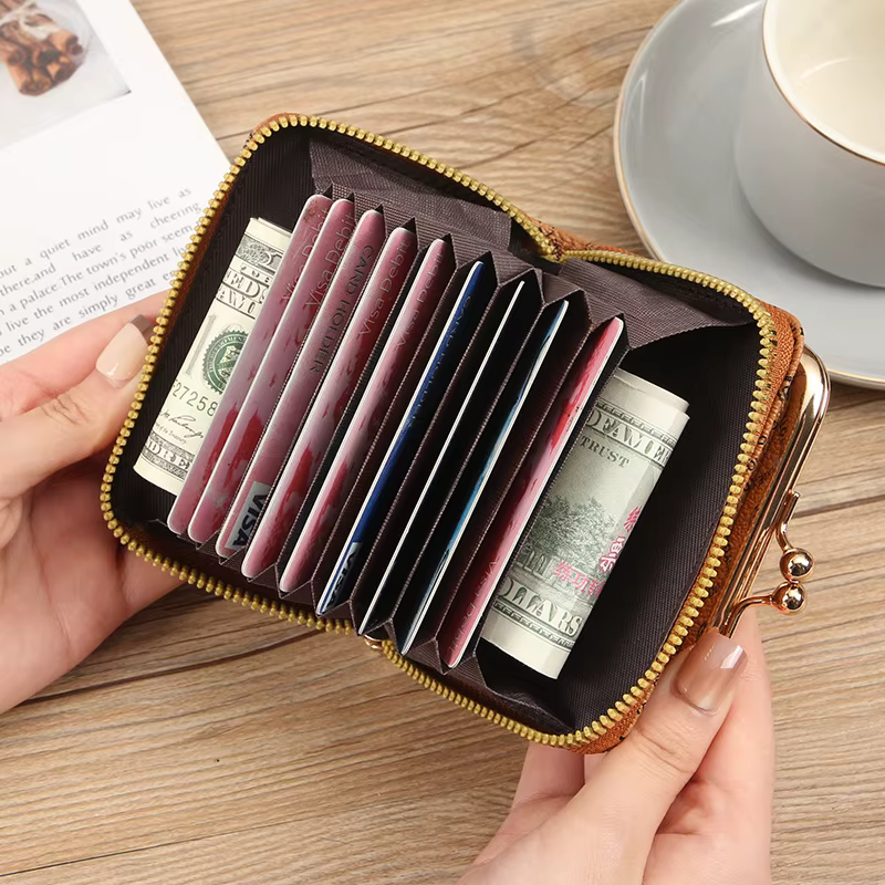 Dames portefeuilles mode fermeture éclair femmes porte-carte portefeuille avec poche à monnaie en cuir imprimé