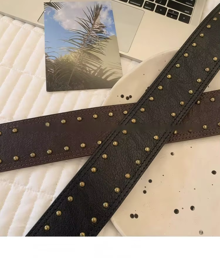 Ceinture large en rivets de style streetwear américain pour femmes