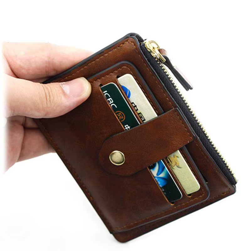 Petit portefeuille de luxe en cuir pour hommes et femmes