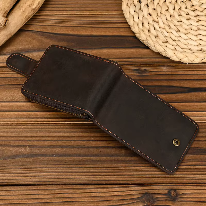 Luufan hommes porte-carte de crédit en cuir véritable sac à main pour cartes étui court portefeuille moraillon