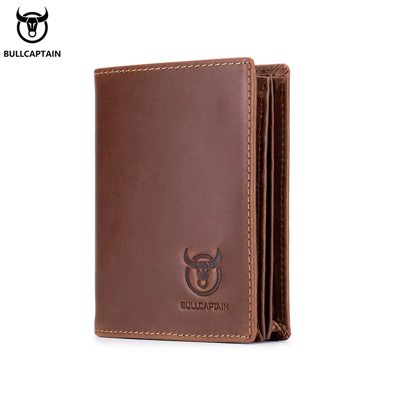 Bullcaptain-Portefeuille en cuir de grande capacité pour homme, mini porte-cartes de crédit compact, portefeuille cadeau pour homme, portefeuille RFID