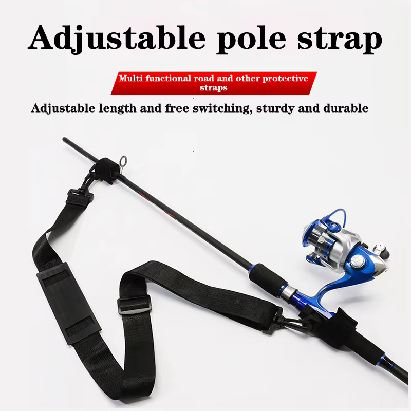 Sangle de transport pour canne à pêche, ceinture d'épaule, outils de sécurité, support de canne en nylon, ceinture de taille, accessoires de pêche