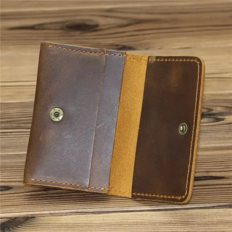 Porte-cartes vintage en cuir véritable pour hommes