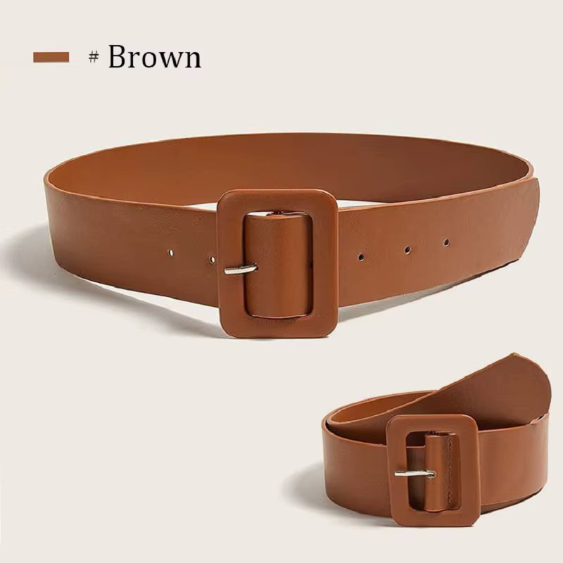Ceinture large en cuir PU pour femmes