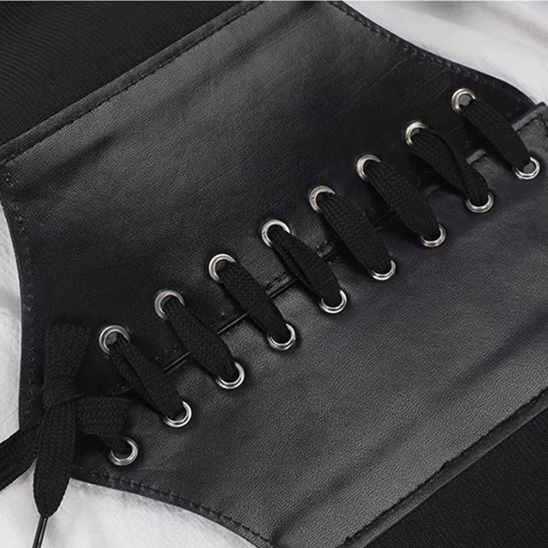 Corset femme gaine amincissante Sexy large ceinture en cuir Cummerbunds sangle ceintures pour femmes taille haute