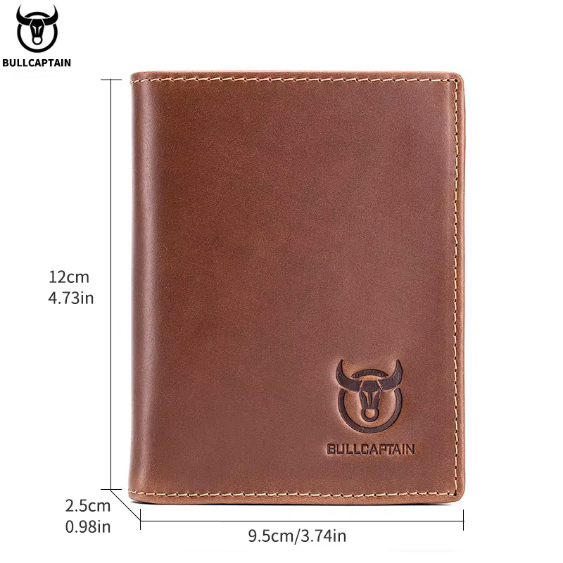 Bullcaptain-Portefeuille en cuir de grande capacité pour homme, mini porte-cartes de crédit compact, portefeuille cadeau pour homme, portefeuille RFID