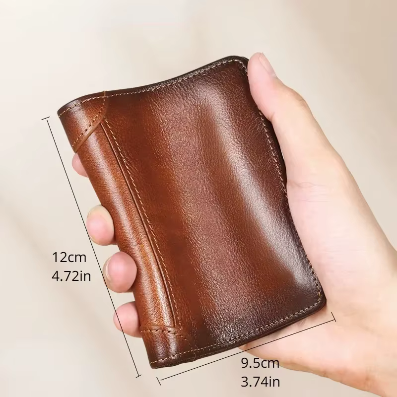 Hommes portefeuille en cuir véritable Rfid blocage à trois volets