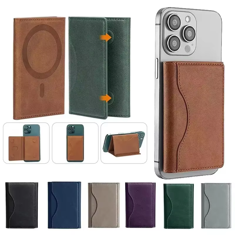 Portefeuille en cuir magnétique puissant pour Magsafe iPhone 18 17 Pro Max Samsung S26Ultra