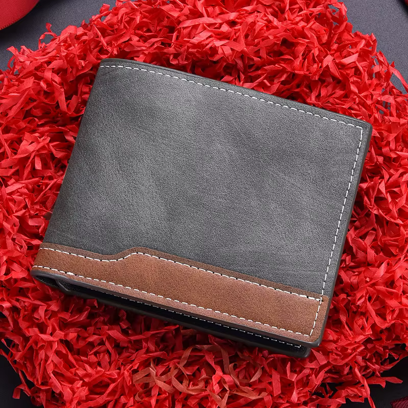 Portefeuille court en cuir PU pour hommes, Style rétro café noir, porte-monnaie à deux volets avec porte-carte d'identité, adapté aux hommes, nouveau