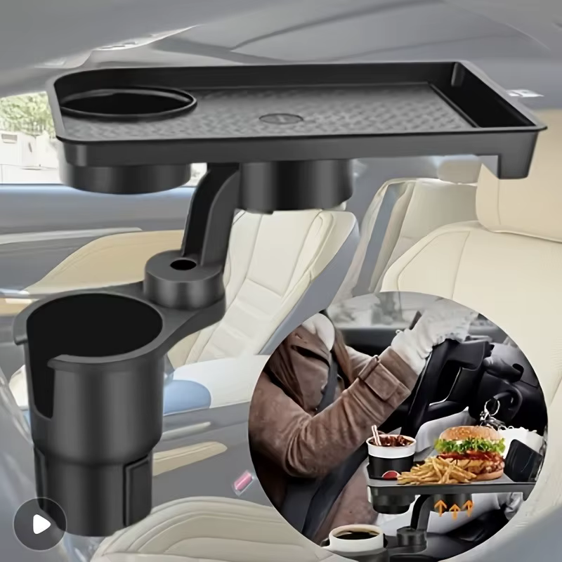 Organisateur de plateaux de voiture stable! Porte-gobelet et plateau multifonctionnels avec double emplacement et espace de rangement