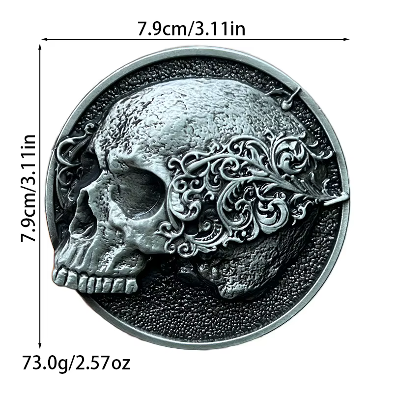 Boucle de ceinture en alliage de zinc avec motif de crâne européen et américain