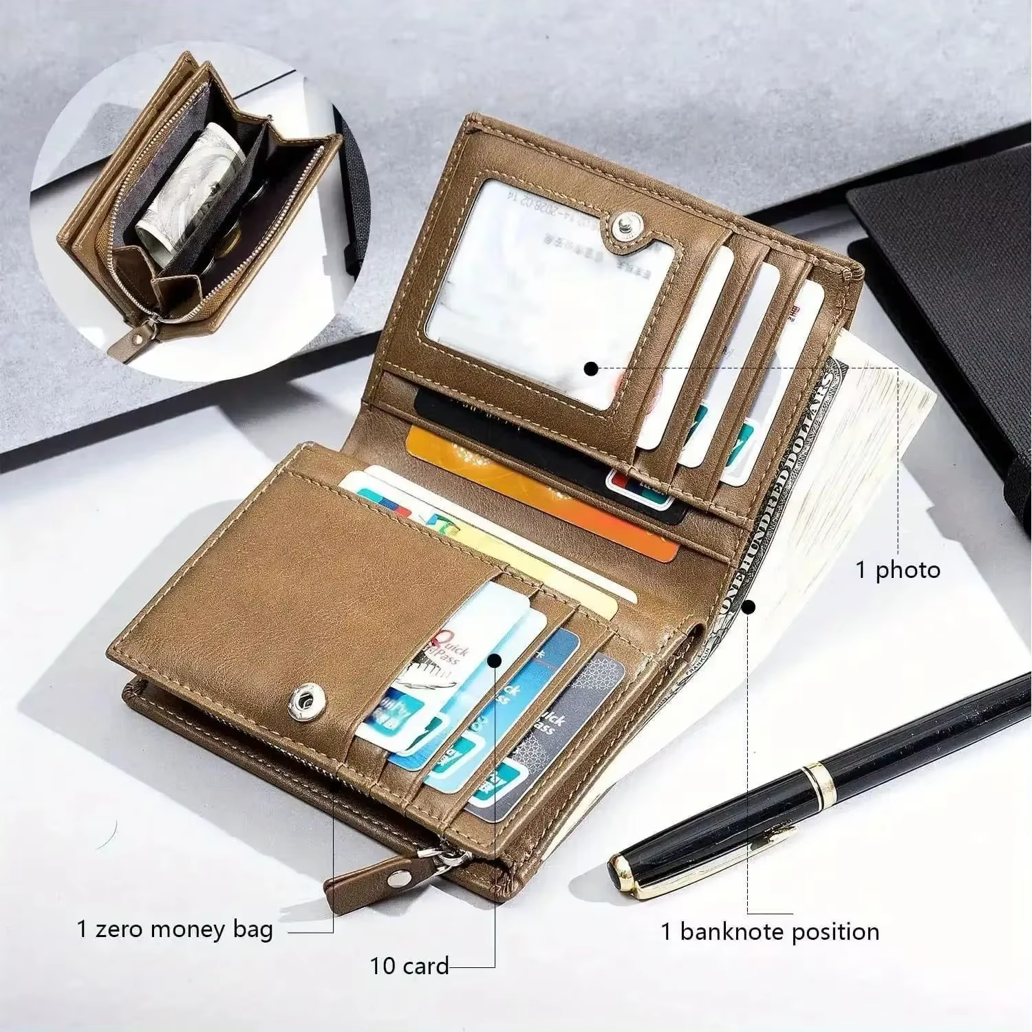Portefeuille pour hommes avec texte Photo personnalisé