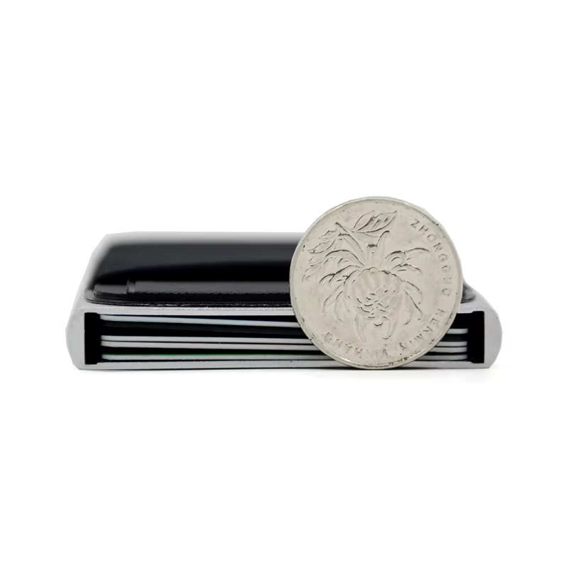 YUECIMIE portefeuille mince en aluminium avec élasticité pochette arrière ID porte-carte de crédit Mini