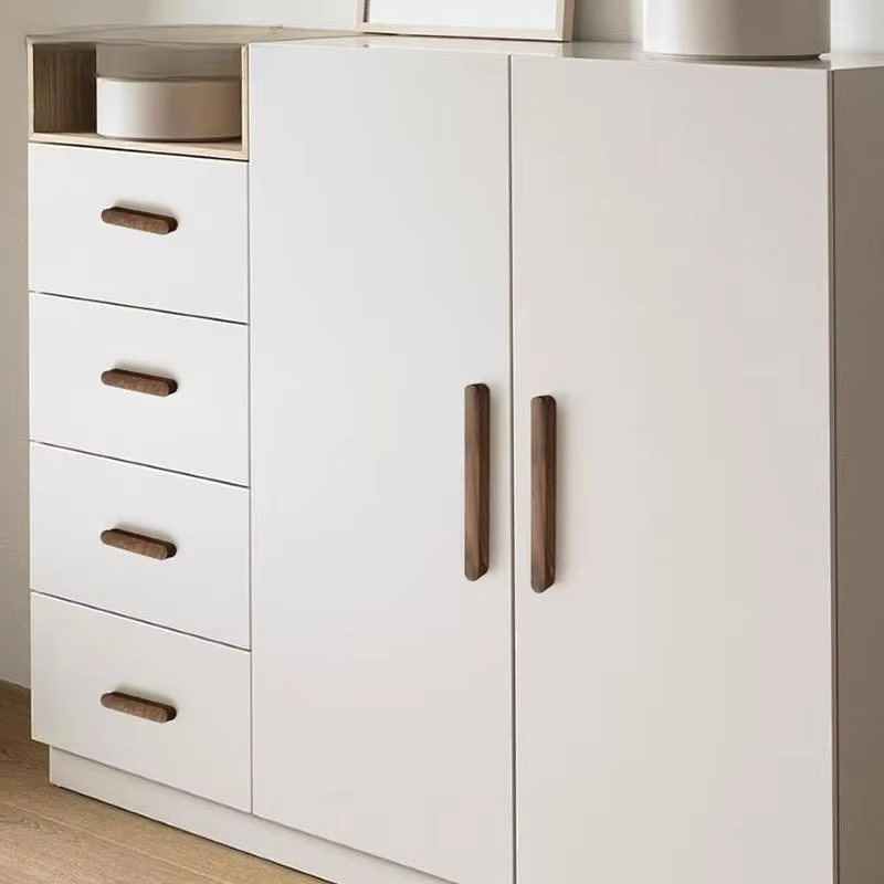 Poignées de porte de placard longues en bois, style moderne et minimaliste, finition noyer, pour cuisine, armoire, tiroir, meuble à chaussures, quincaillerie de mobilier