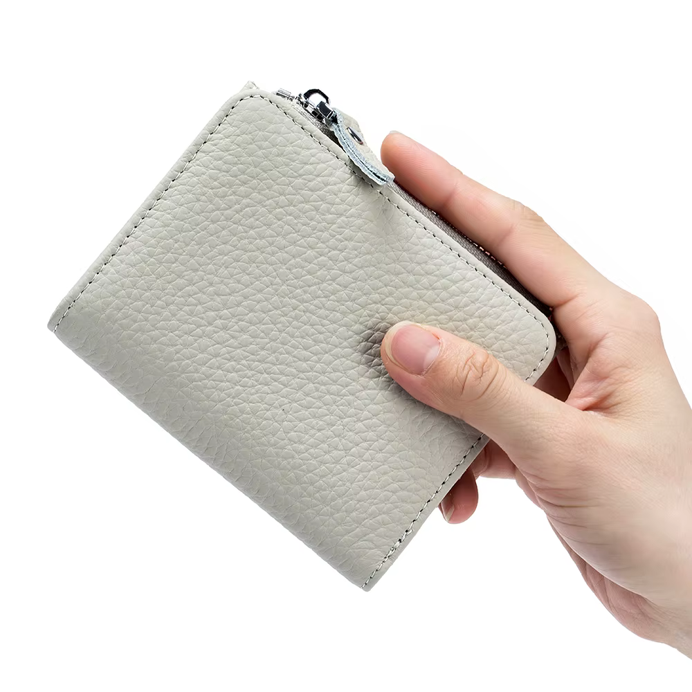 Portefeuille court en cuir véritable pour hommes et femmes