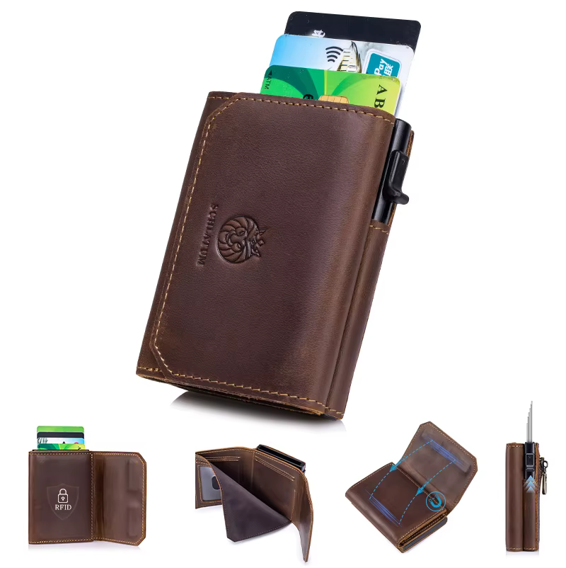 Porte-cartes en métal, portefeuille pop-up pour homme