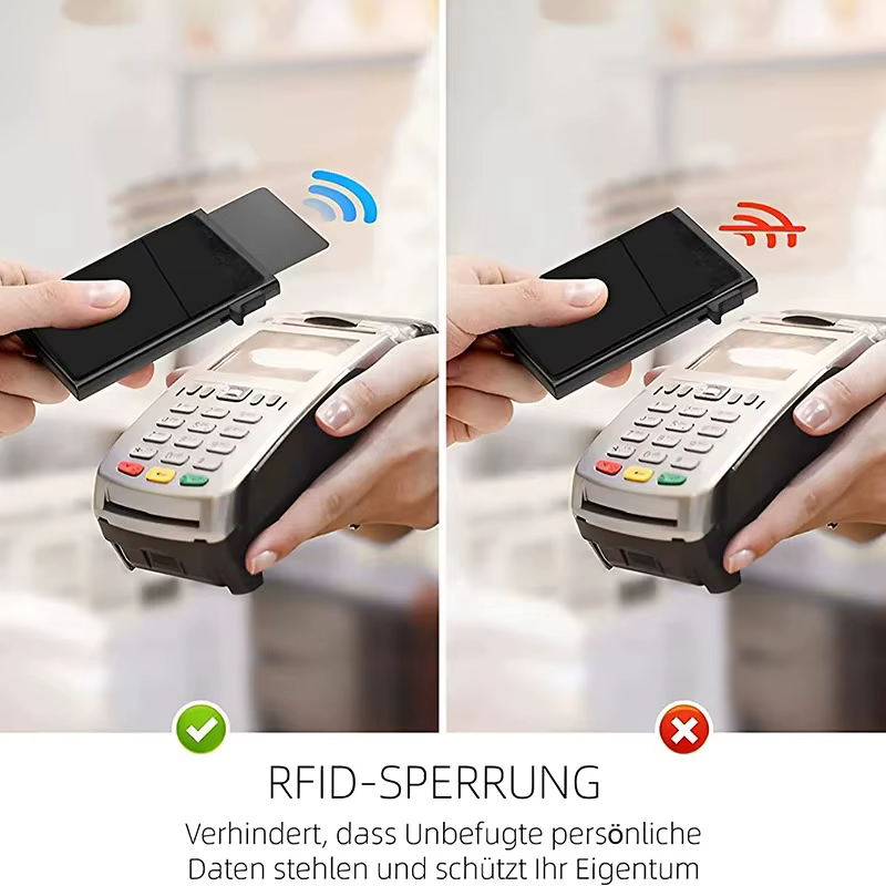 Porte-cartes pour hommes Portefeuille en aluminium ultra-fin avec protection RFID et compartiment pour pièces de monnaie