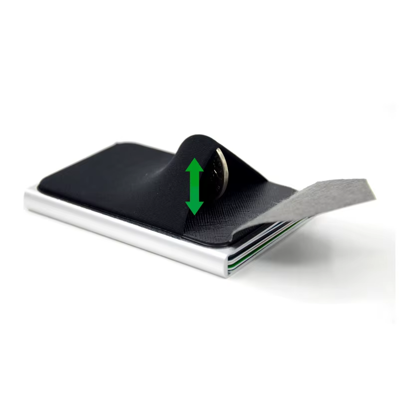 YUECIMIE portefeuille mince en aluminium avec élasticité pochette arrière ID porte-carte de crédit Mini