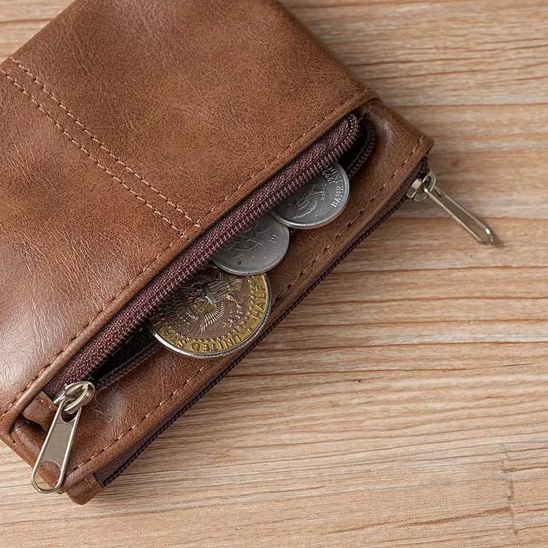 Porte-monnaie en cuir Mini portefeuille pour femmes hommes fermeture éclair sac d'argent porte-clés petit