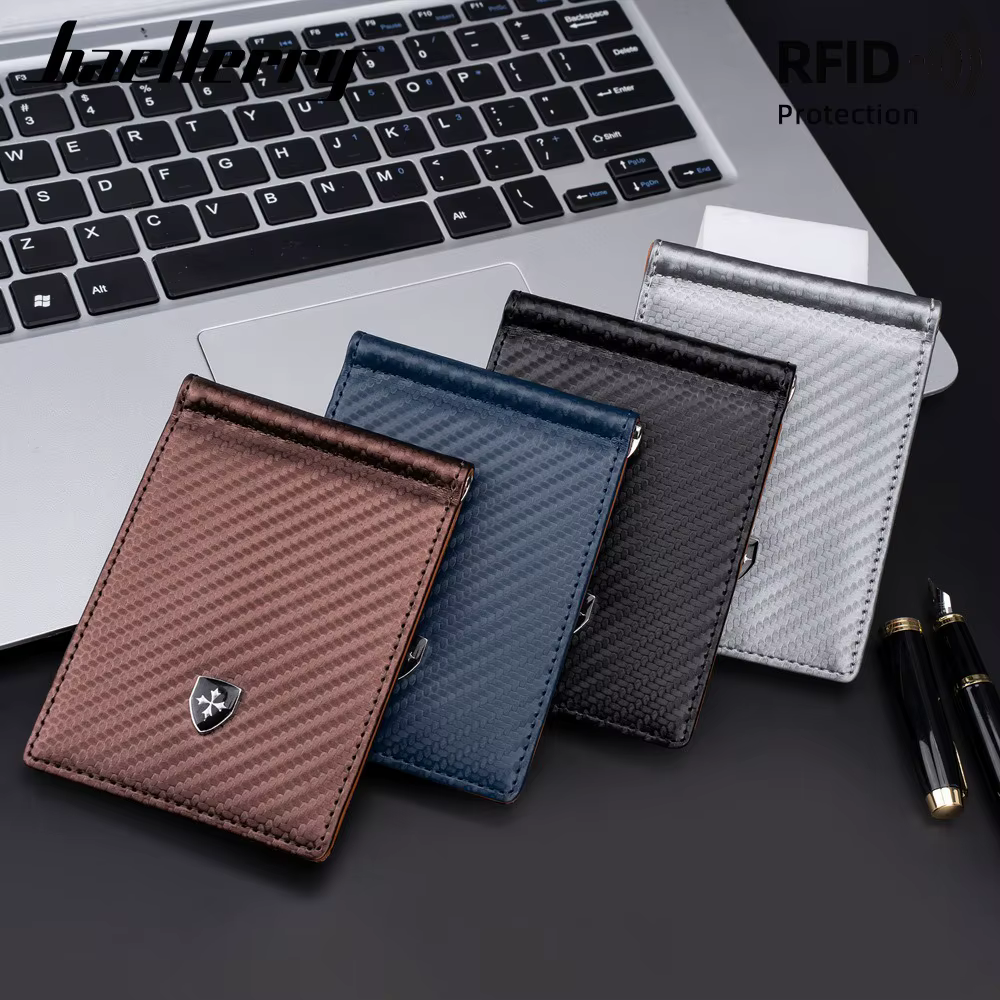 Baellerry Portefeuille RFID en fibre de carbone pour homme, porte-cartes de visite ultra fin avec anti-démagnétisation