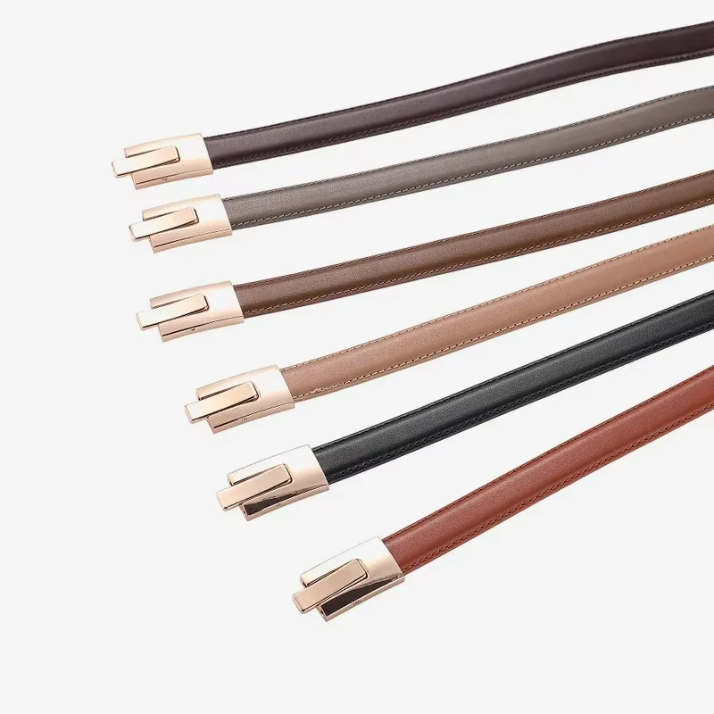 Ceinture fine en cuir de vache souple pour femmes