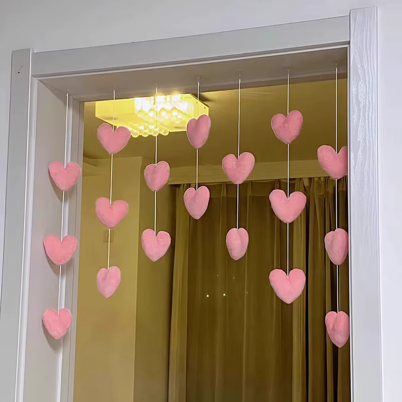 Rideau suspendu de porte romantique en forme de cœur, Style coréen, pendentif de chaîne, cloison de porte, accessoires de décoration de chambre à coucher