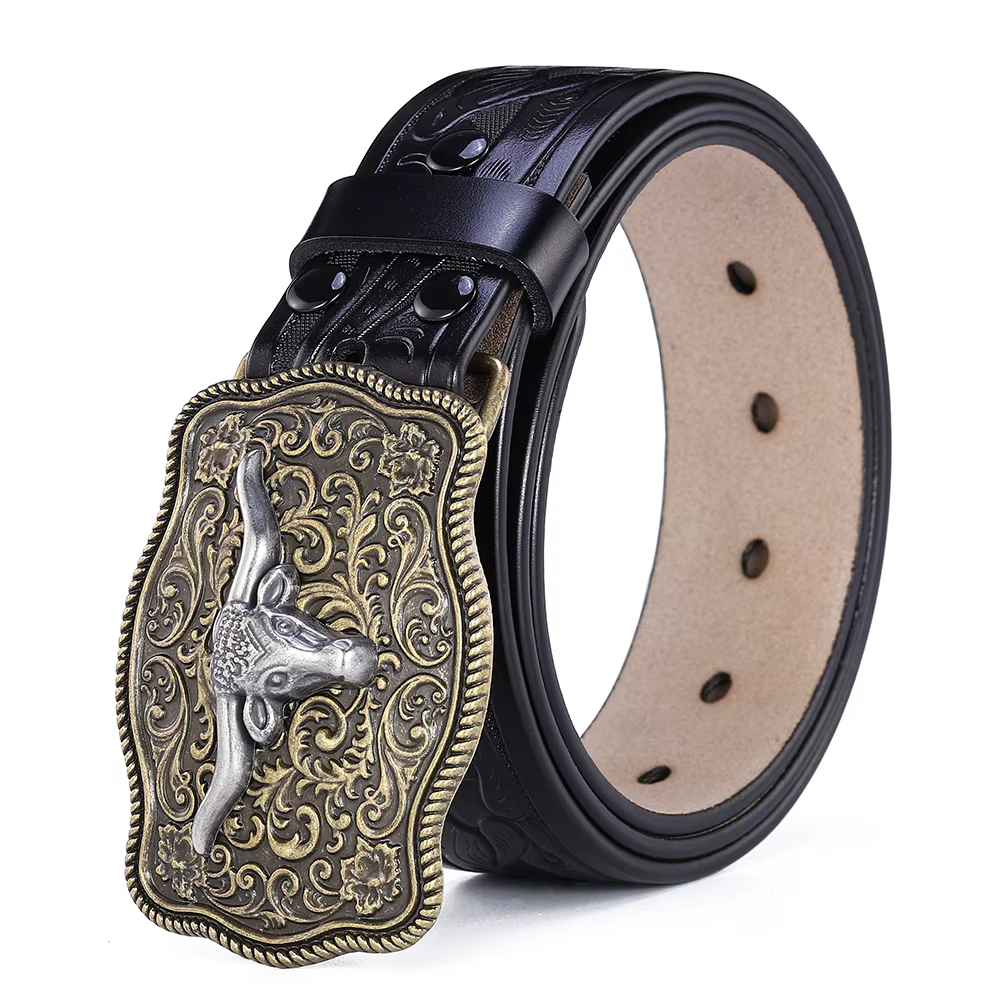 Ceinture occidentale à boucle Big Bull pour hommes