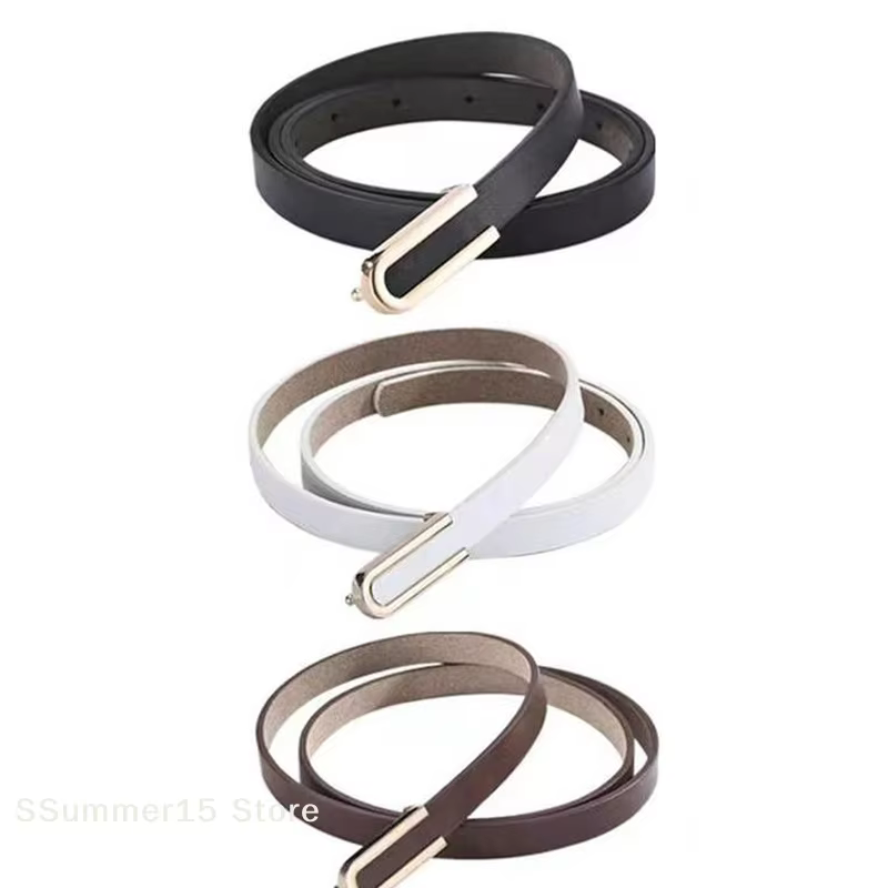 Ceintures pour femmes, ceinture fine en cuir PU avec boucle minimaliste