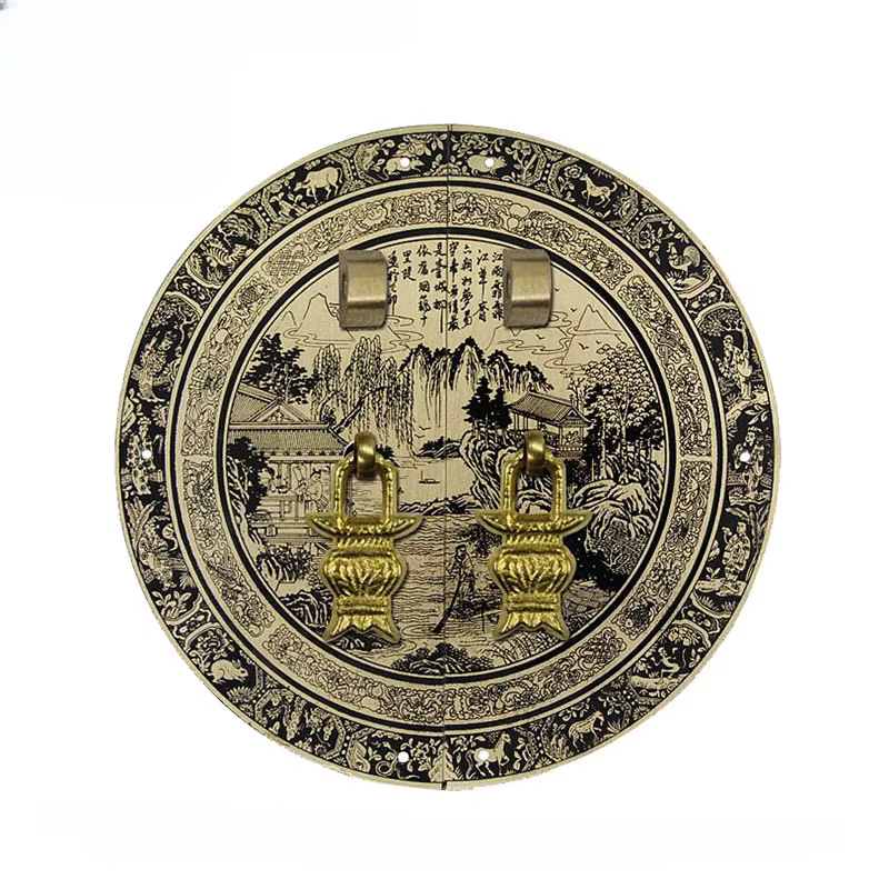 Poignée de porte en cuivre chinois antique, à l'ancienne, armoire, armoire, porte, laiton, rétro, rond, heurtoir, Foy pour meubles