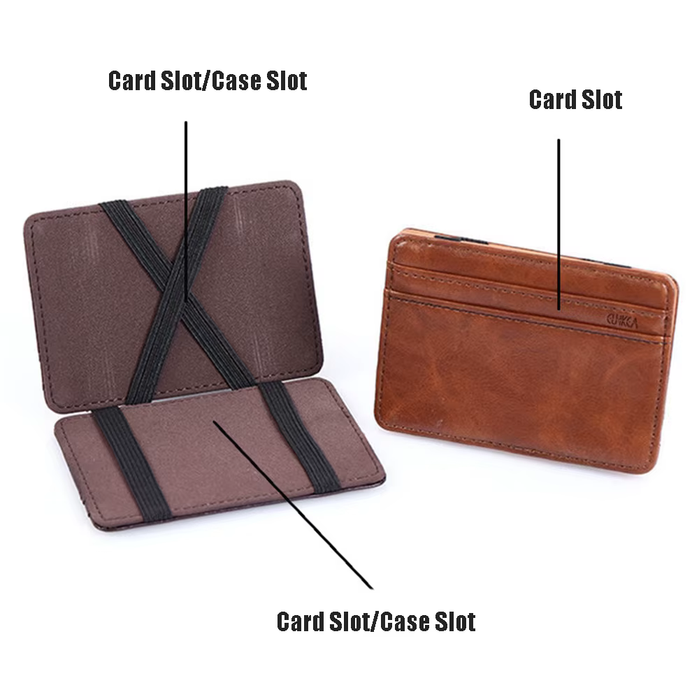 Portefeuille Magique Homme en PU – Porte-cartes Créatif Tendance – Étui de Crédit Designer Noir avec Emplacement pour