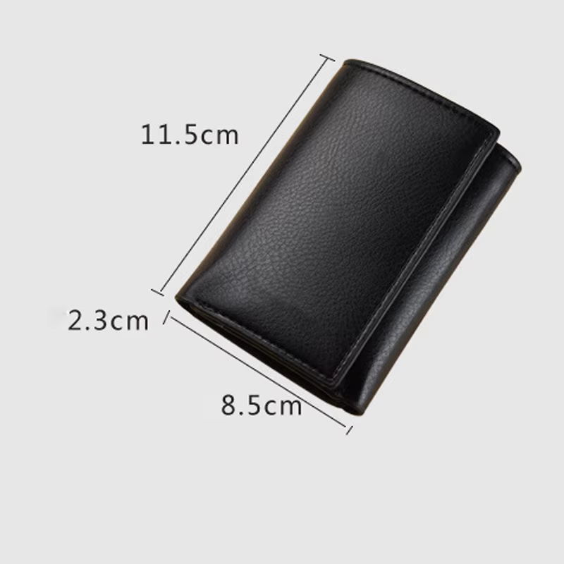 Portefeuille en cuir PU à 3 plis pour hommes – Porte-cartes vertical court avec pochette pour pièces de monnaie