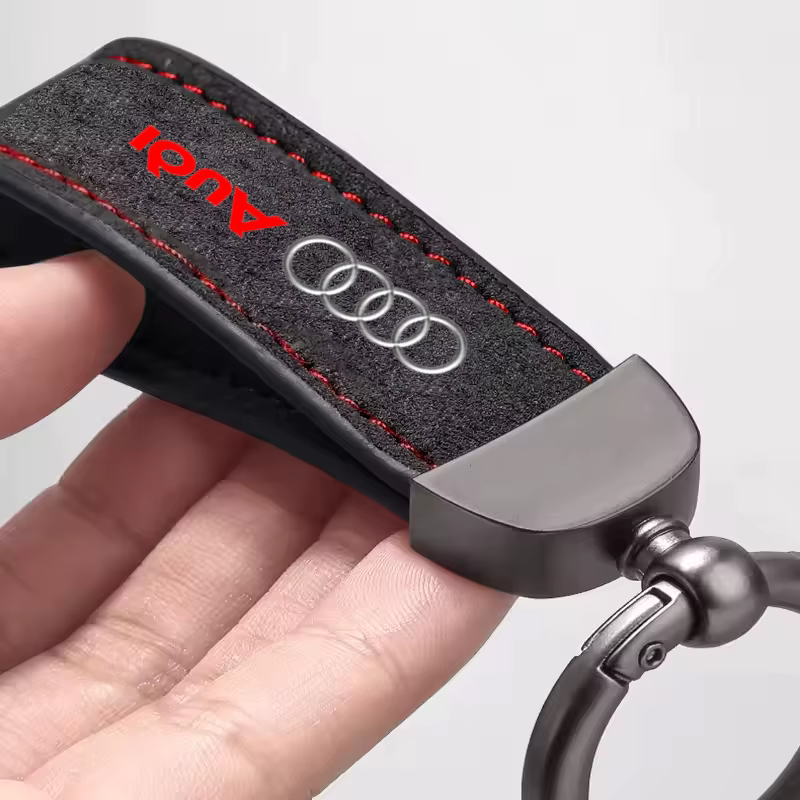 Porte-clés en daim avec emblème pour Audi A1 A2 A3 A4 A5 A6 A7 A8 Q1 Q2 Q3 Q4 Q5 Q6 Q7 Q8 TT S5 B8