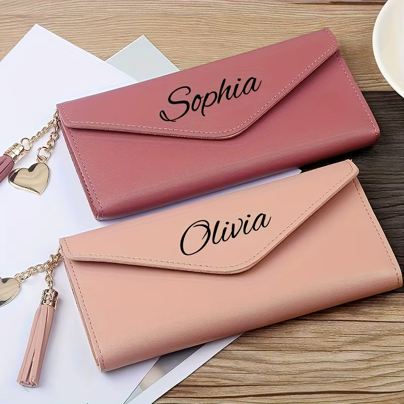 Portefeuille long personnalisable pour femme avec lettres