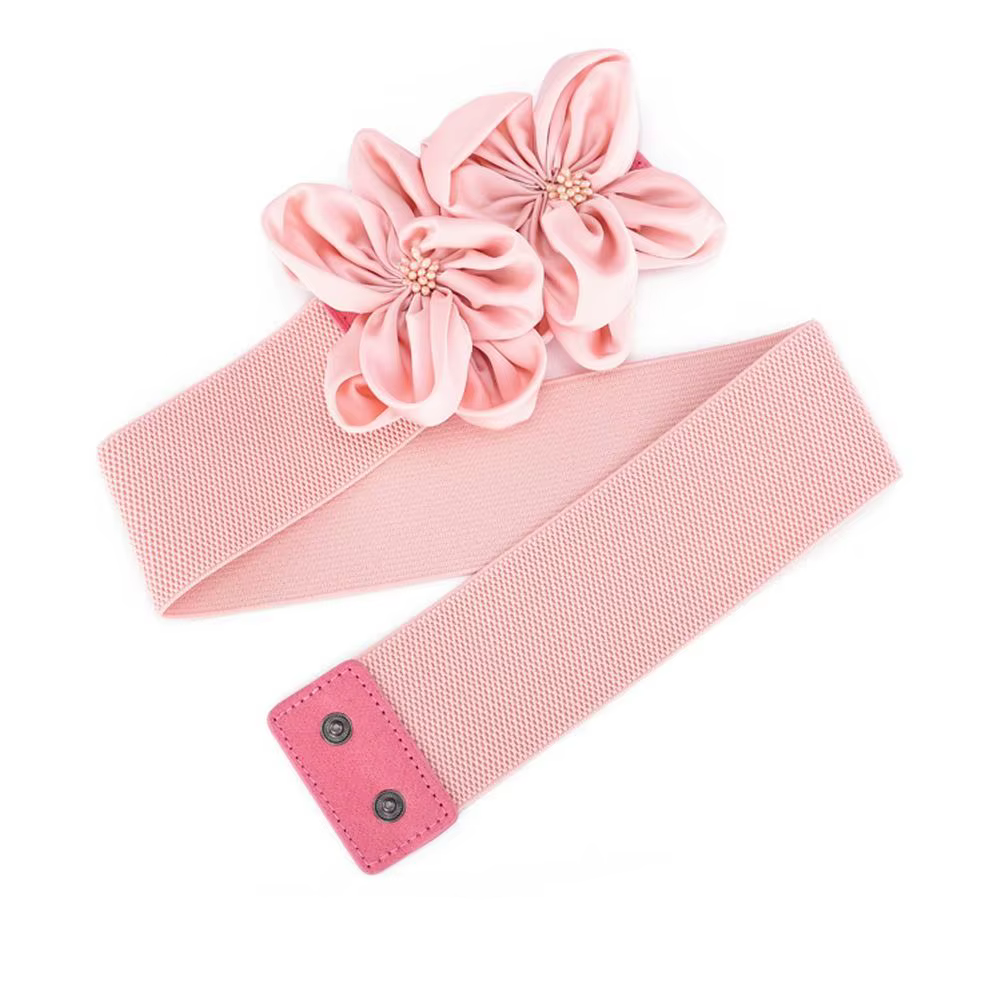 Femmes mode florale large ceinture élastique Chic décontracté grandes fleurs