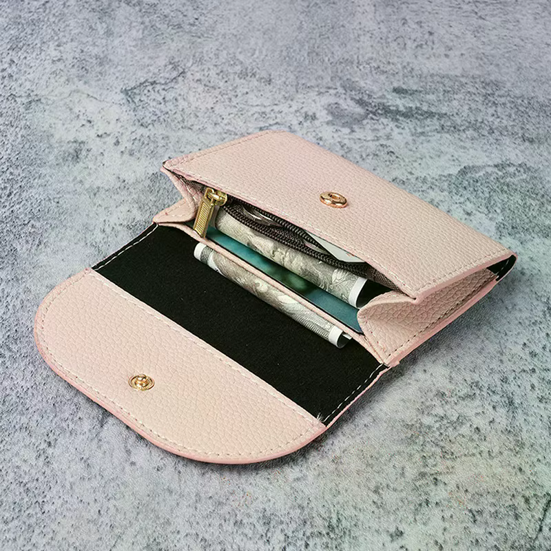 Femmes portefeuilles en cuir PU femme sac à main Mini moraillon solide multi-cartes porte-monnaie court portefeuilles mince petit portefeuille fermeture éclair moraillon