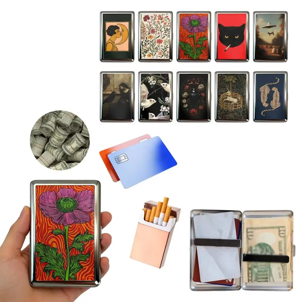 Porte-cartes multifonctionnel avec illustration Art Déco à clipser facilement